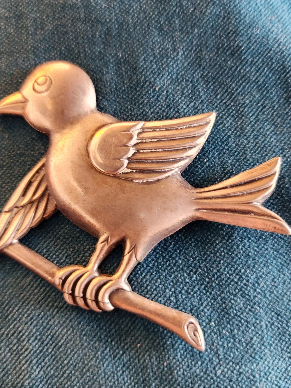 Vtg TRUART Sterling Silver Bluebird Brooch Pin Mid Century Figural Bird 7.7g